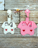 Scrub top Hand Sanitizer Holder with Stethoscope & Hearts