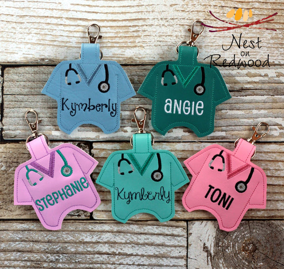 Personalized Scrub top Hand Sanitizer Holder