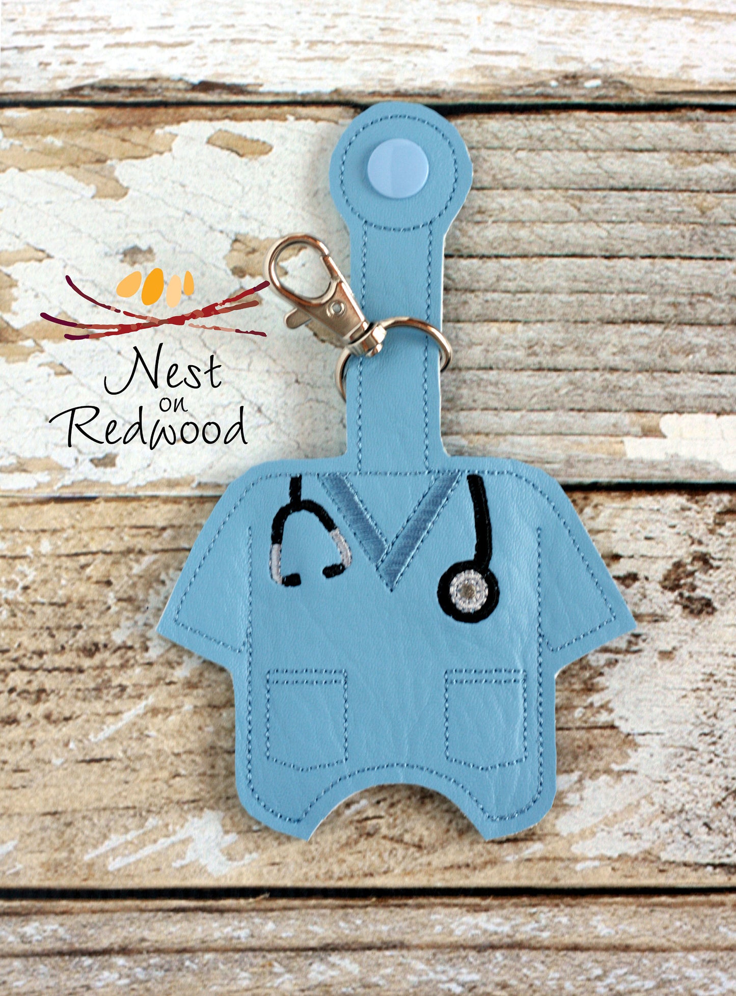 Scrub top Hand Sanitizer Holder with Stethoscope No Hearts